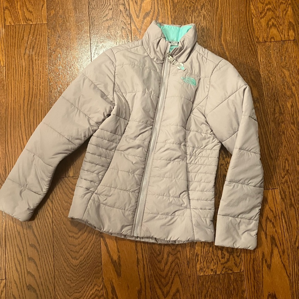 The North Face Kids Puffer Jacket in Gray and Mint